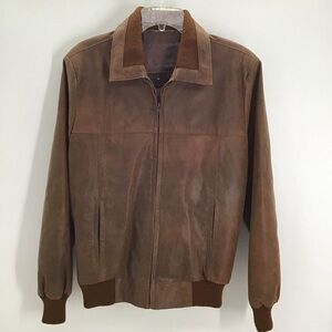 Genuine Leather Distressed BomberJacket Made In Argentina Classic Brown Size Med